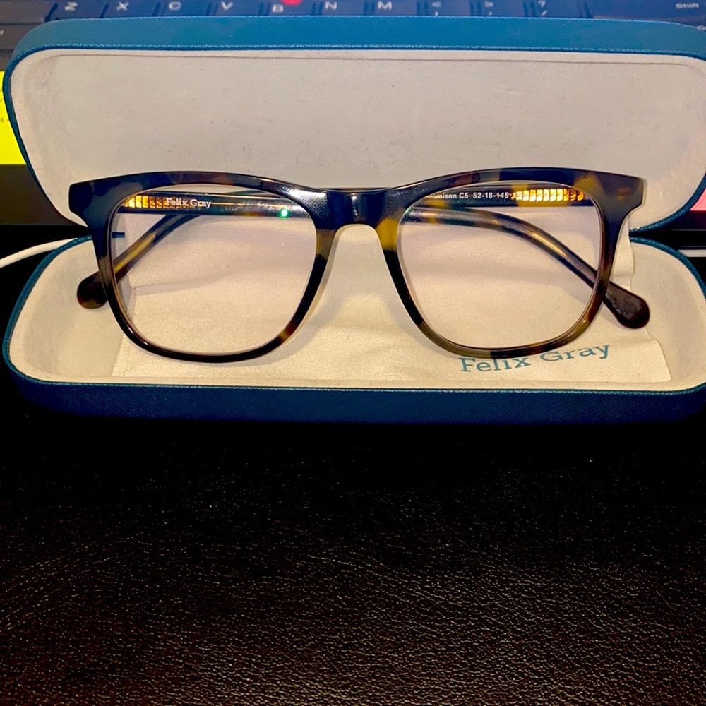 Felix Gray Jemison blue blocker glasses. No prescription.